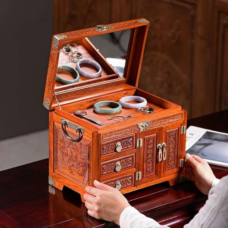 BOITE À BIJOUX Cabinet en Bois et Jade / 1950's Chine / Coffret Chinois BOITE À BIJOUX Cabinet en Bois et Jade / 1950's Chine / Coffret Chinois