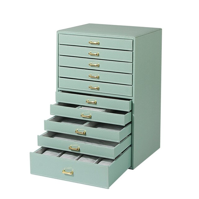 Boîte à Bijoux en Cuir Dix Tiroirs | Les Boîtes d'Aphrodite