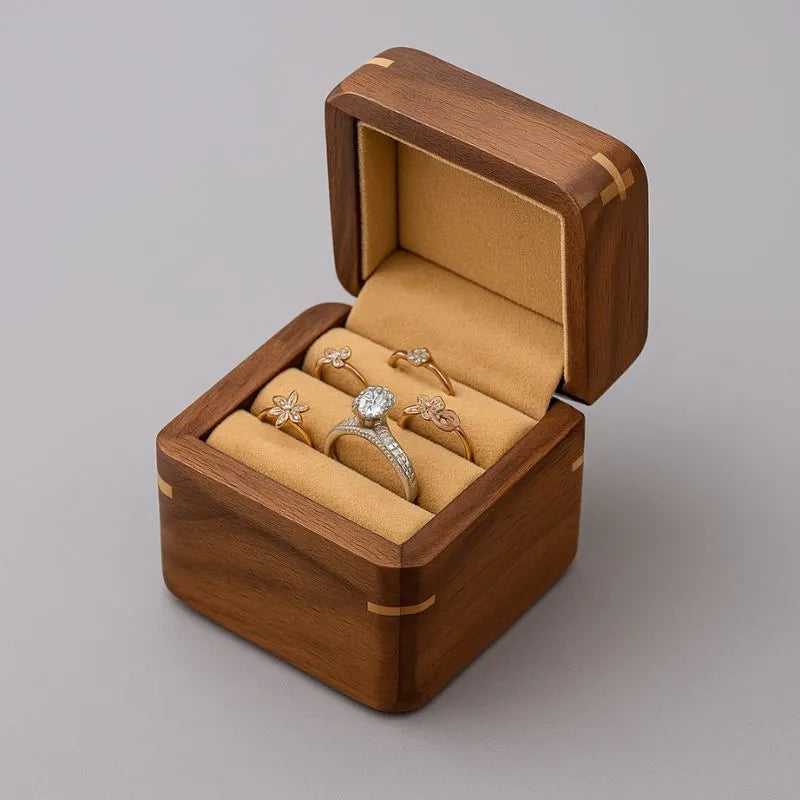 Écrin Bague Noyer Noir