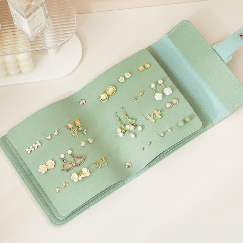 Pochette Bijoux en Cuir vert
