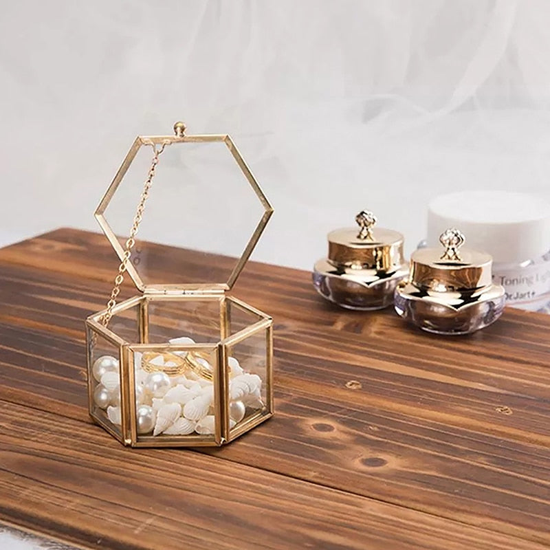 Boîte a Bijoux en Verre Géométrique
