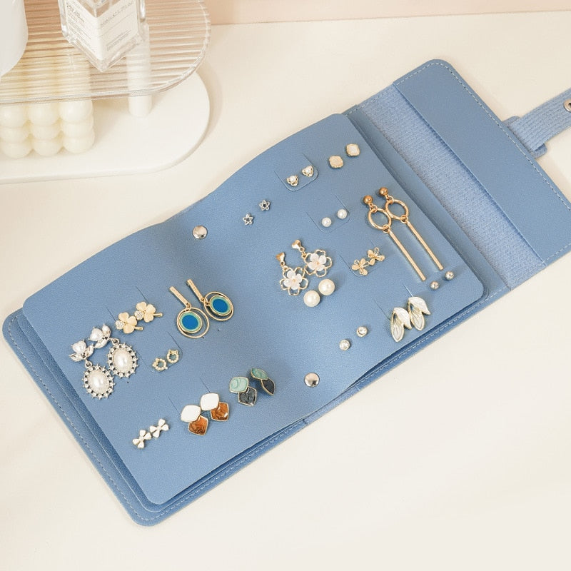 Pochette Bijoux en Cuir bleu