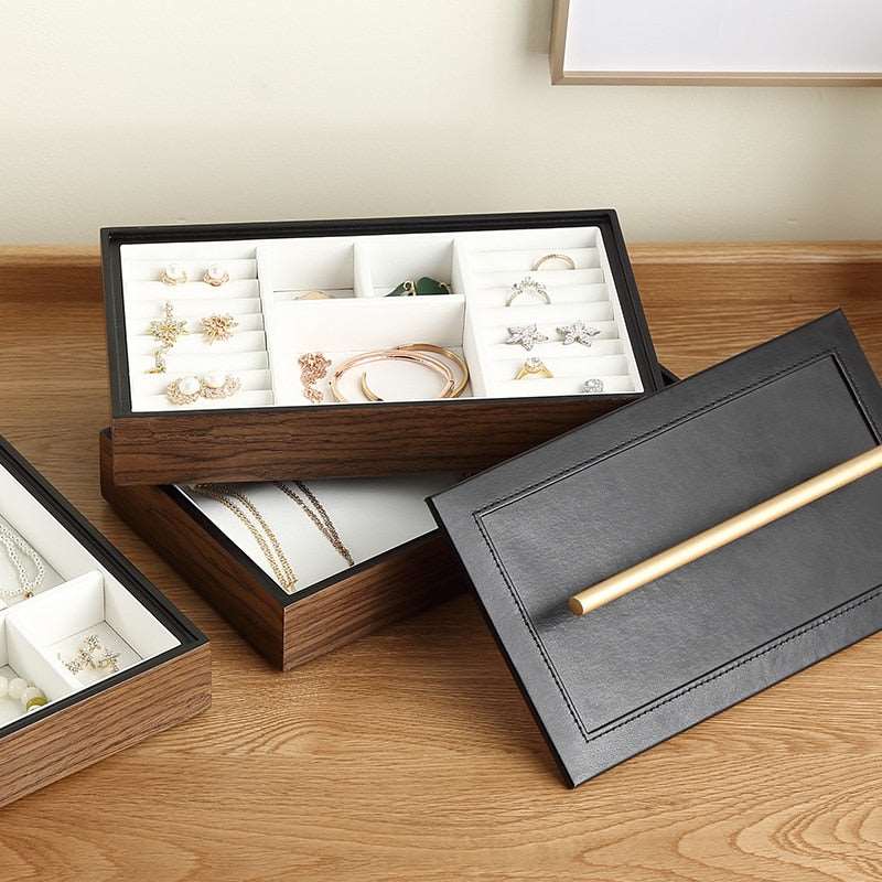 Boîte à Bijoux Cuir Bois