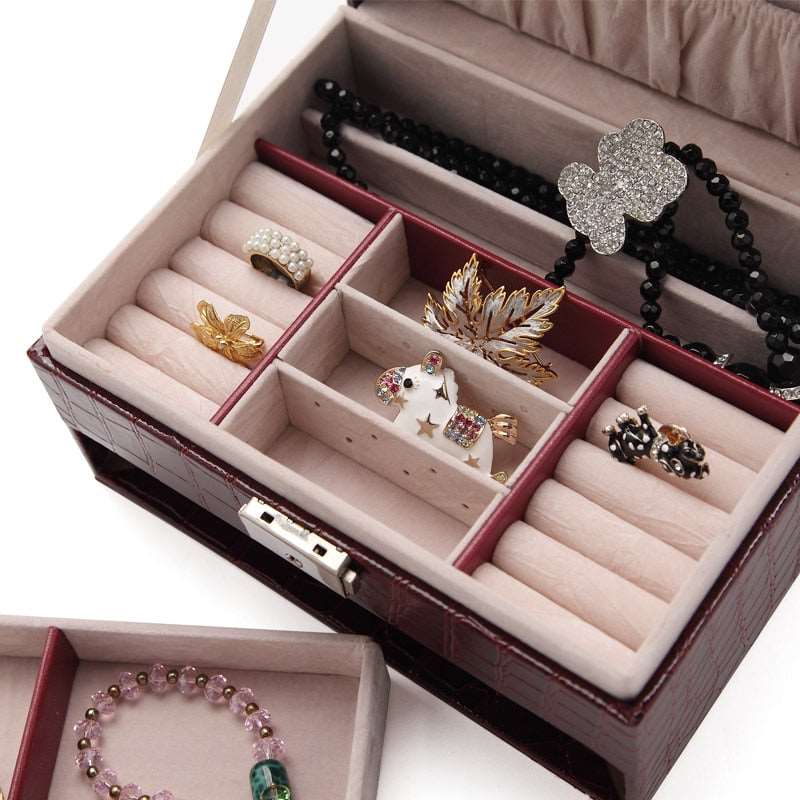 Boîte à Bijoux <br/> Cuir Rouge