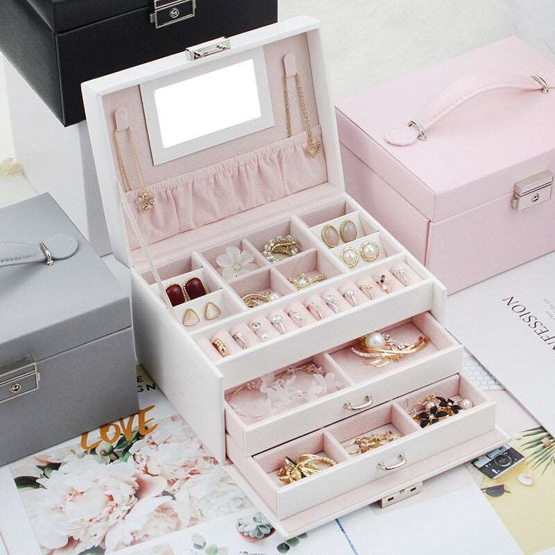 boîte à bijoux personnalisé pour petite fille, coffre de rangement à  bijoux, coffret de rangement bijoux, 28x17cm thème charlotte et rose  couleur rose