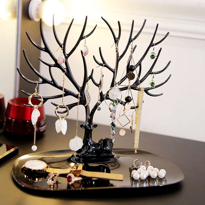 Arbre à Bijoux Cornes de Cerf Noir