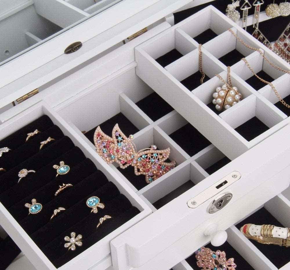 boîte à bijoux grande capacité compartimentée