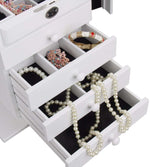 boîte à bijoux grande capacité en bois blanc