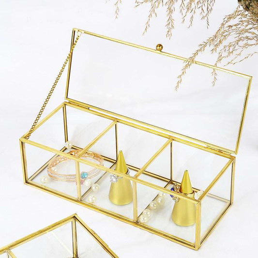 Boîte à Bijoux en Verre et Laiton