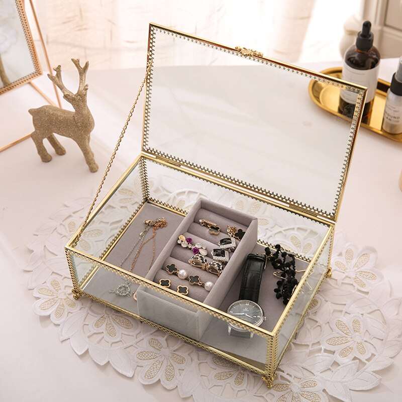 Boîte à Bijoux en Verre Plateau de Velours| Les Boîtes d'Aphrodite