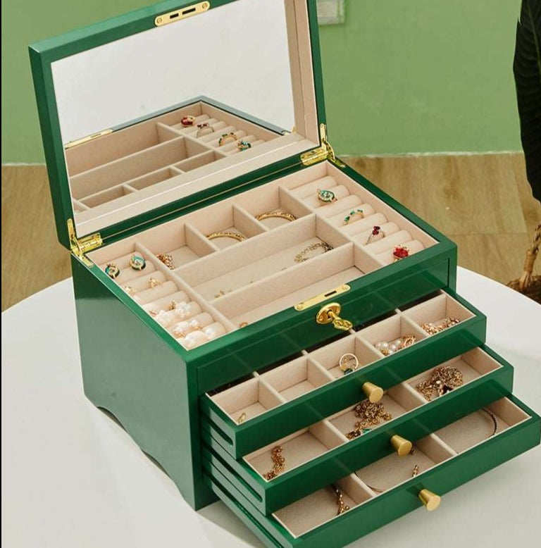 Boîte À Bijoux À 5 Niveaux Avec Couvercle En Verre, Grande Boîte À Boîte À Bijoux À 5 Niveaux Avec Couvercle En Verre, Grande Boîte À