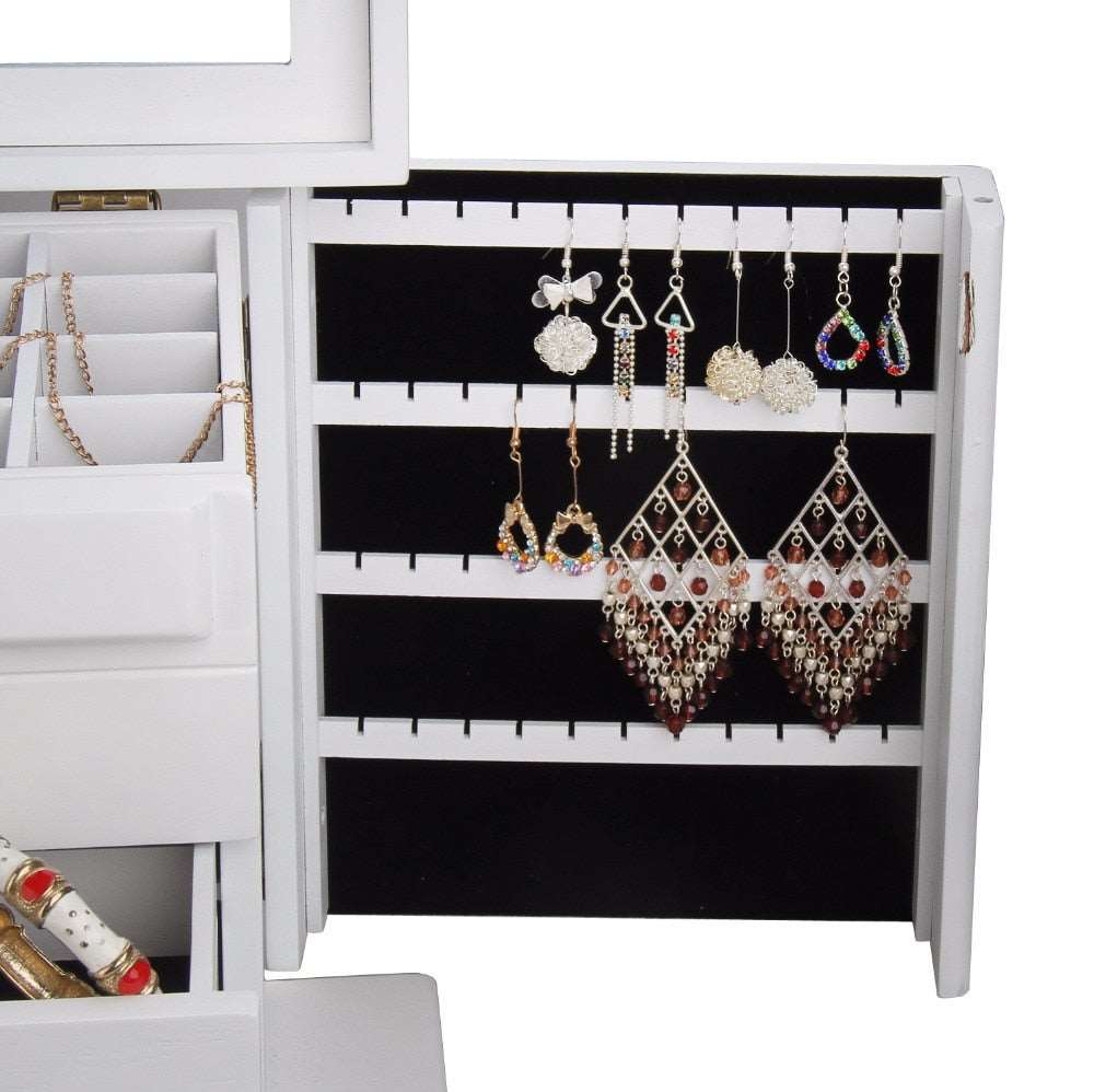 boîte à bijoux grande capacité avec volets latéraux