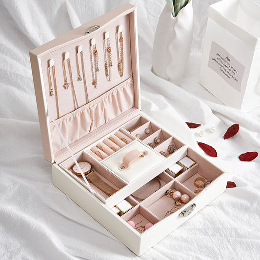 Compartiments Bijoux Cuir Rose