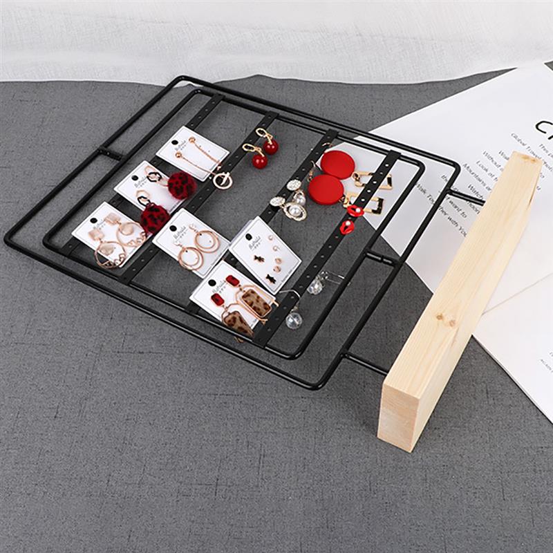 Porte Bijoux Cadre Rotatif Noir et Bois