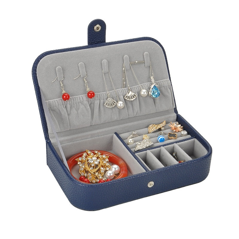 Trousse à Bijoux Simili Cuir Bleu