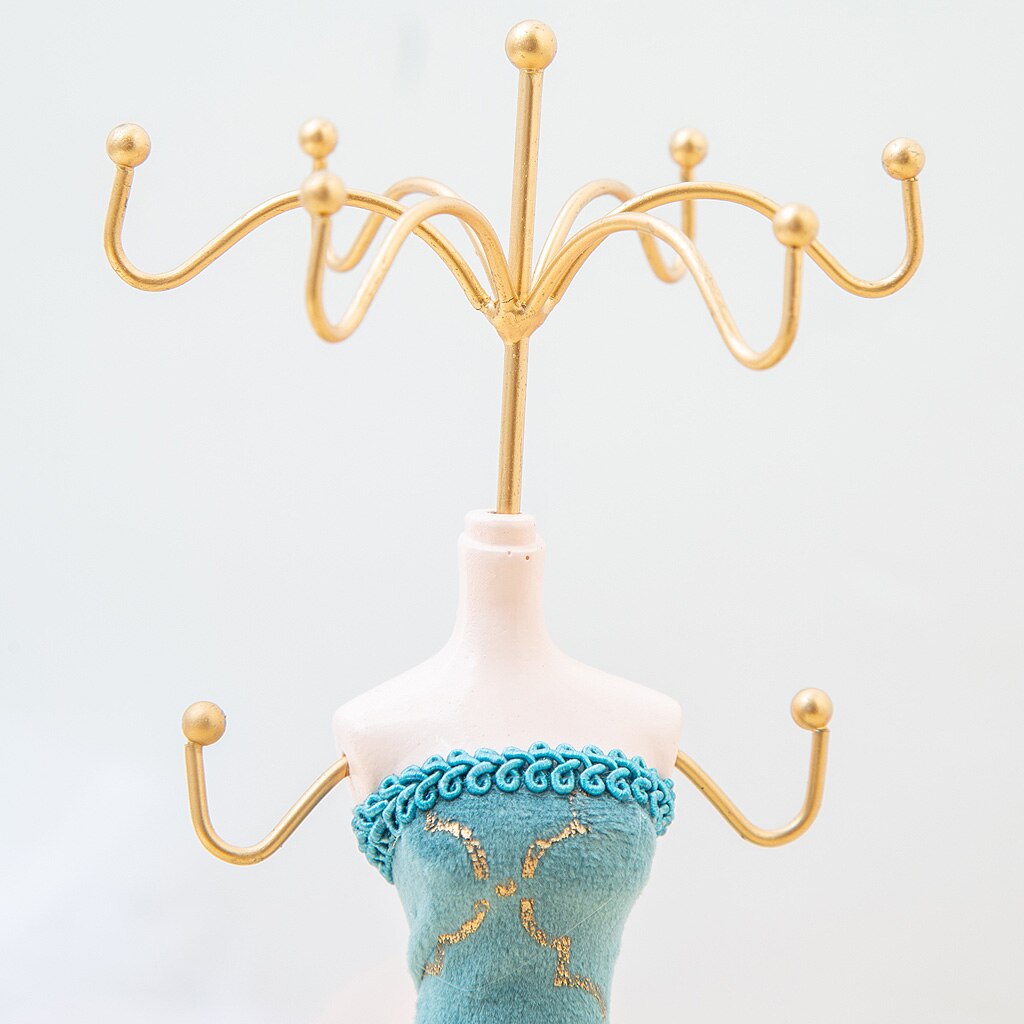 Porte Bijoux Mannequin Bleu Portant Brodé