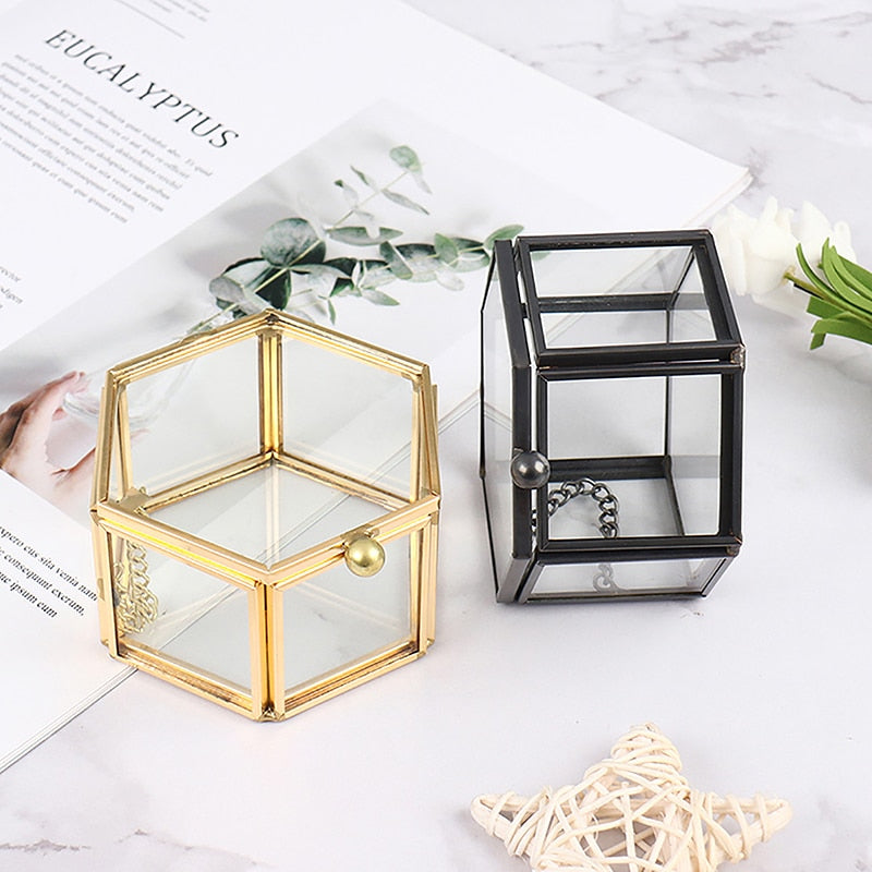 Boîte à Bijoux en Verre Géométrique