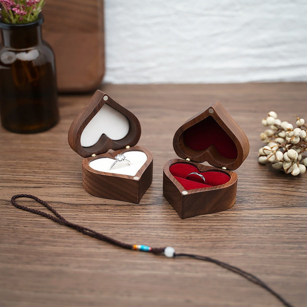 Écrin à Bijoux Cœur Bois
