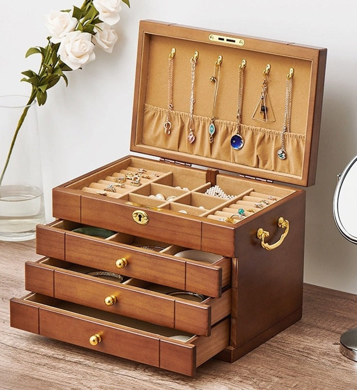 Boîte à Bijoux en Bois avec Tiroirs