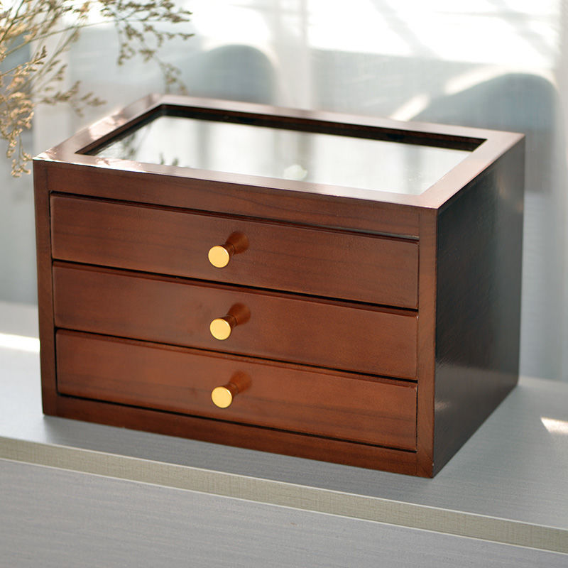 Boîte Bijoux Verre Bois