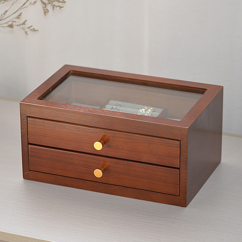 Boîte Bijoux Verre Bois