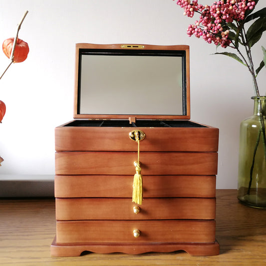 Boîte à Bijoux en Bois à 4 Tiroirs