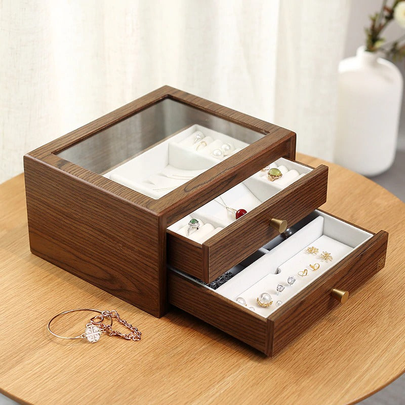boite à bijoux en verre et bois