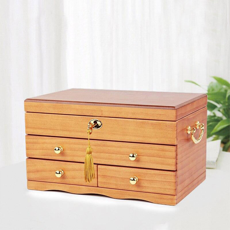 Boîte à Bijoux en Bois avec Miroir