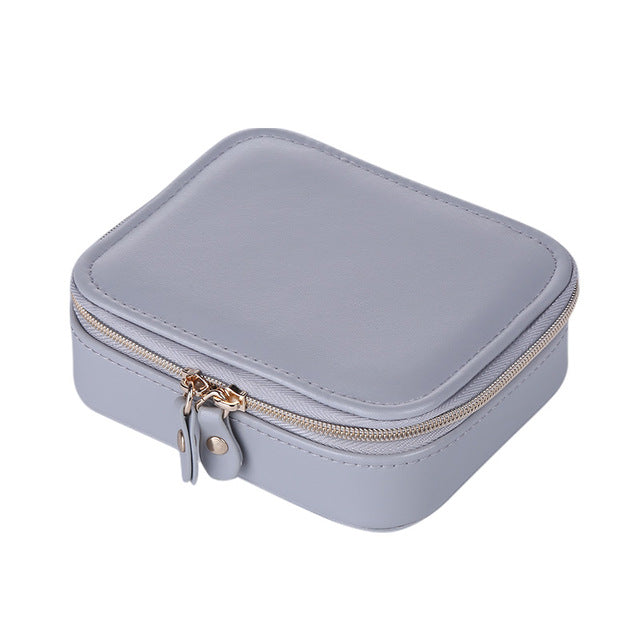 Boîte à Bijoux de Voyage Zippée Grise