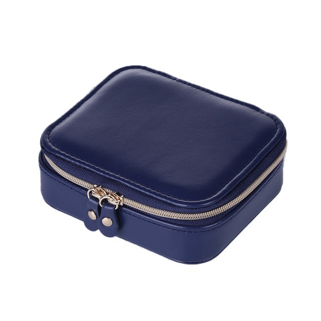 Boîte à Bijoux de Voyage Zippée Bleue