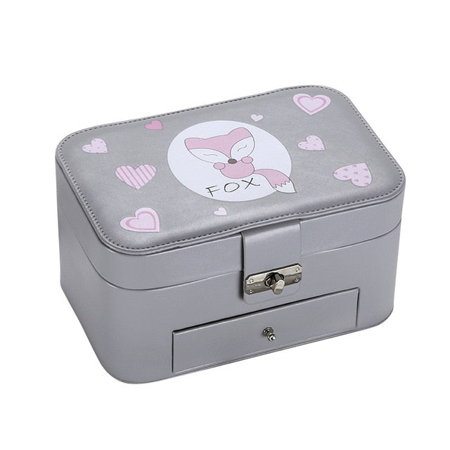 boite à bijoux renard rose gris