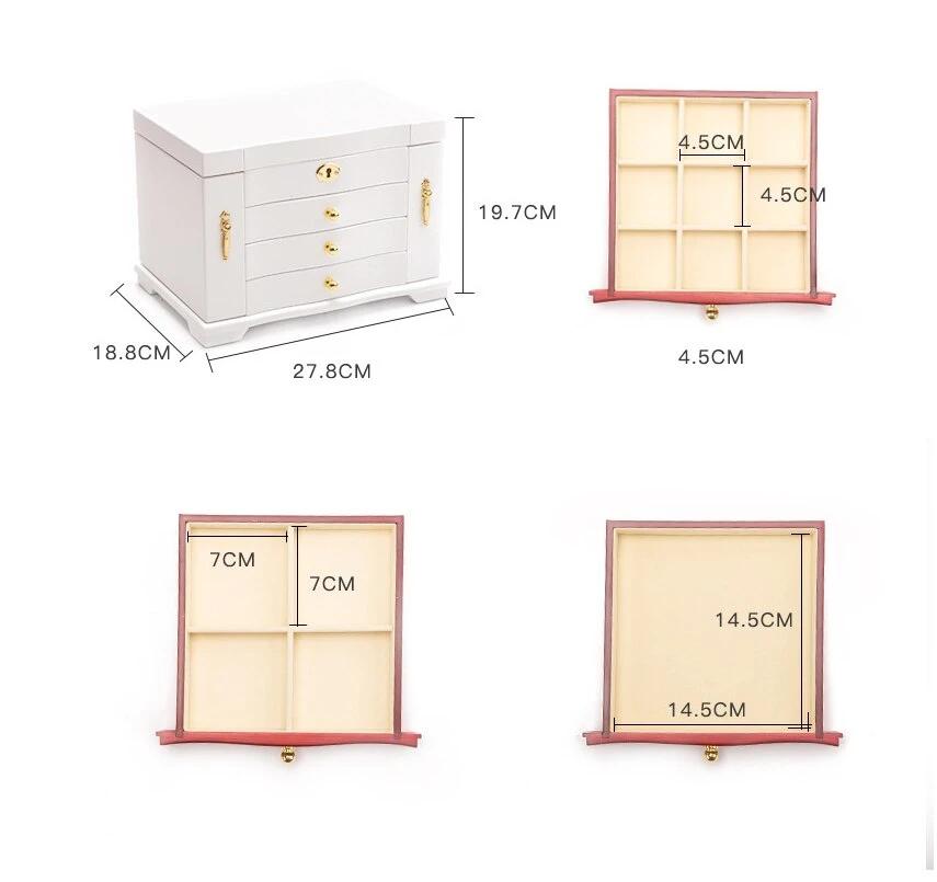 boîte à bijoux girly en bois avec tiroirs et volets 