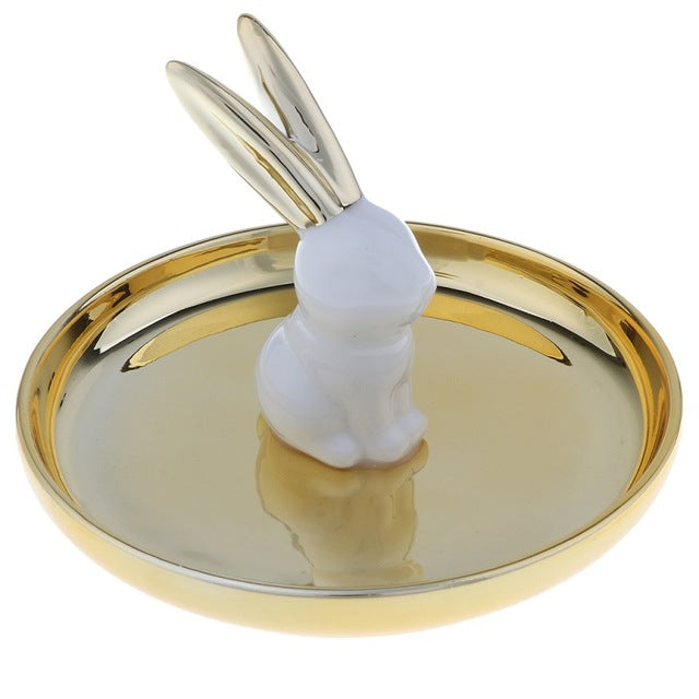 Porte Bijoux Fantaisie Céramique Lapin Or