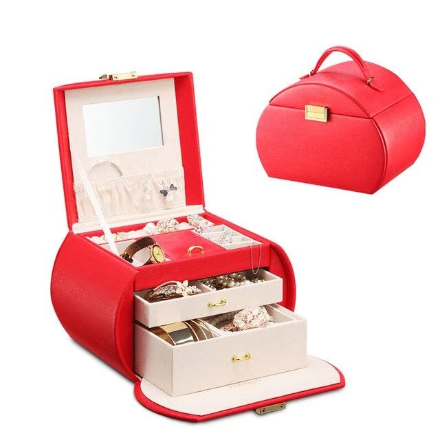 Boîte à Bijoux en Cuir Bombée | Les Boîtes d'Aphrodite