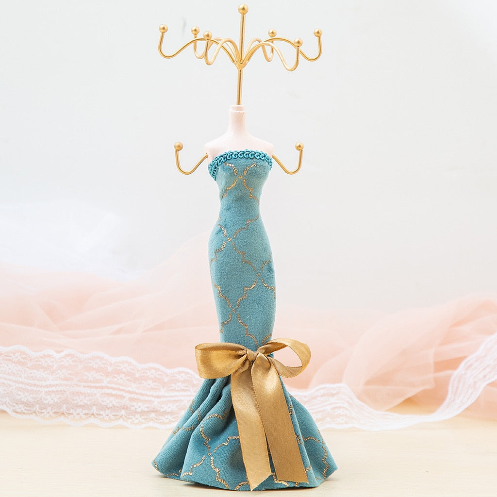 Porte Bijoux Mannequin Bleu Portant