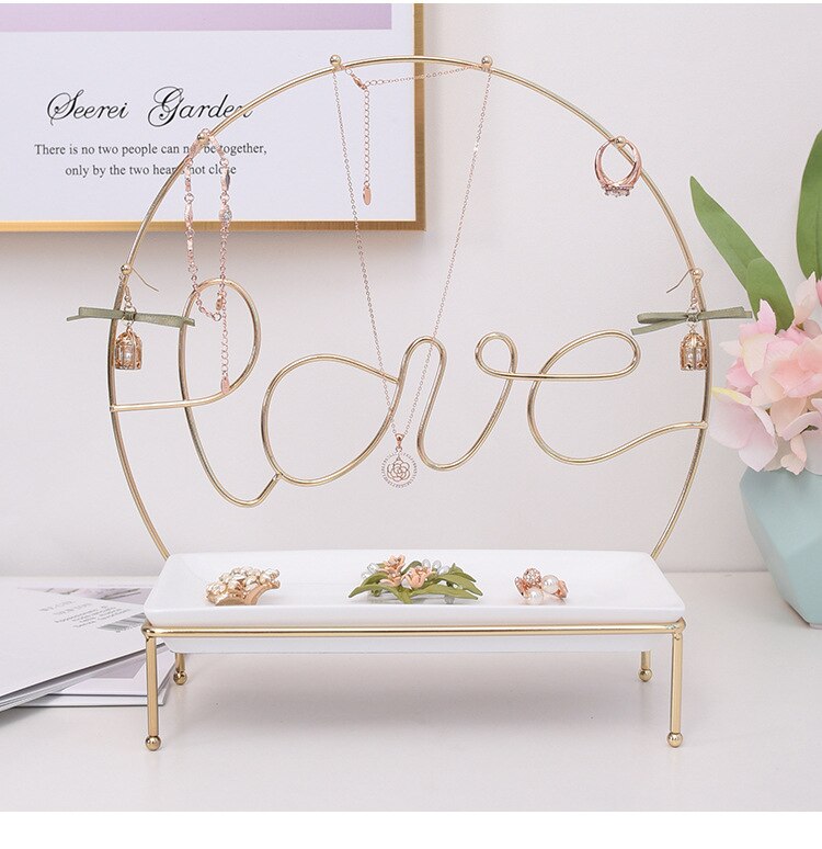 porte bijoux love doré acier métal céramique