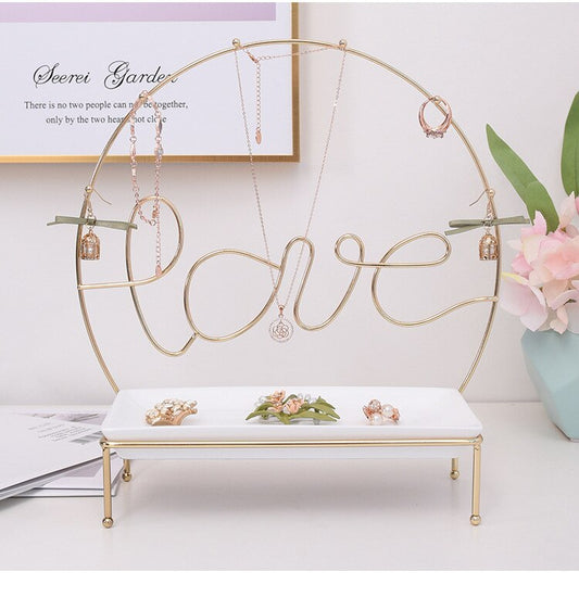 porte bijoux love doré acier métal céramique