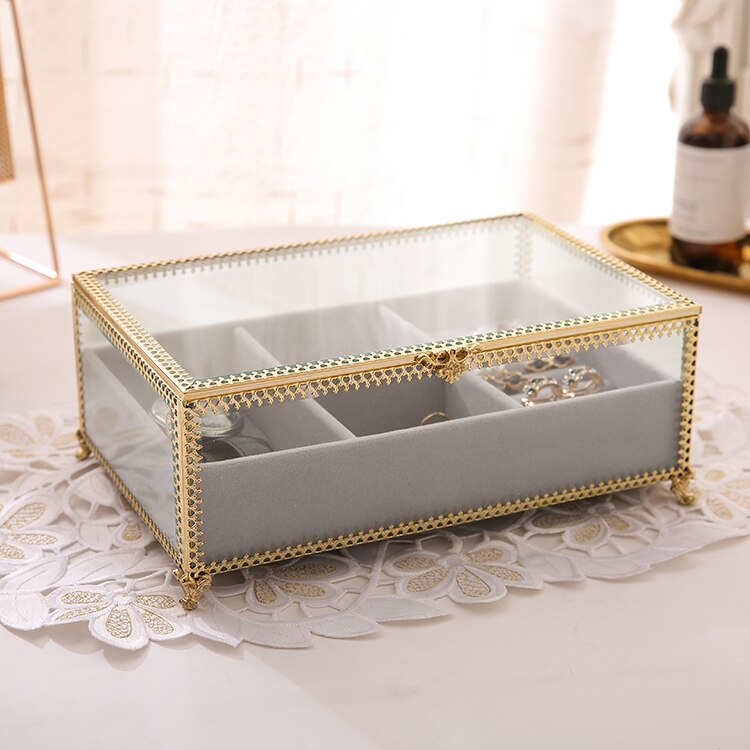 Boîte à Bijoux en Verre Plateau de Velours| Les Boîtes d'Aphrodite
