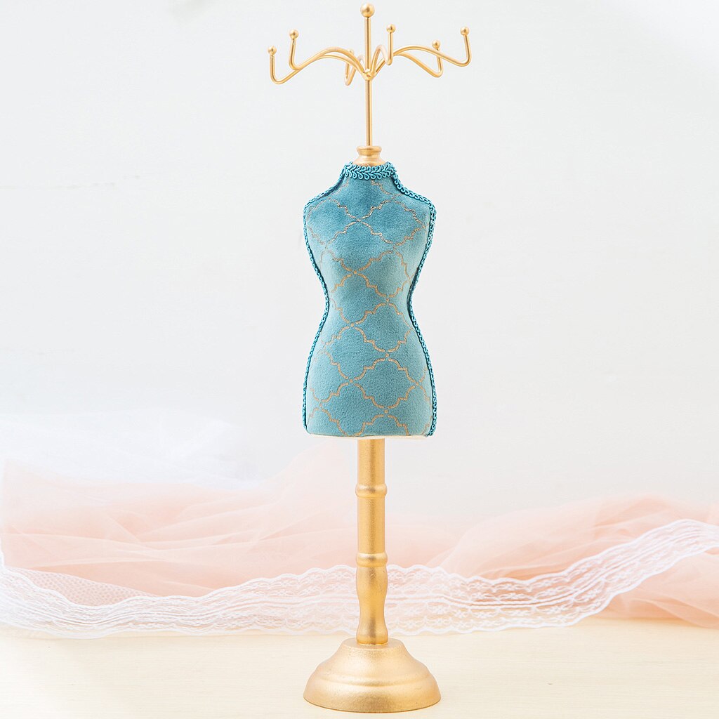 porte bijoux mannequin or résine et tissu