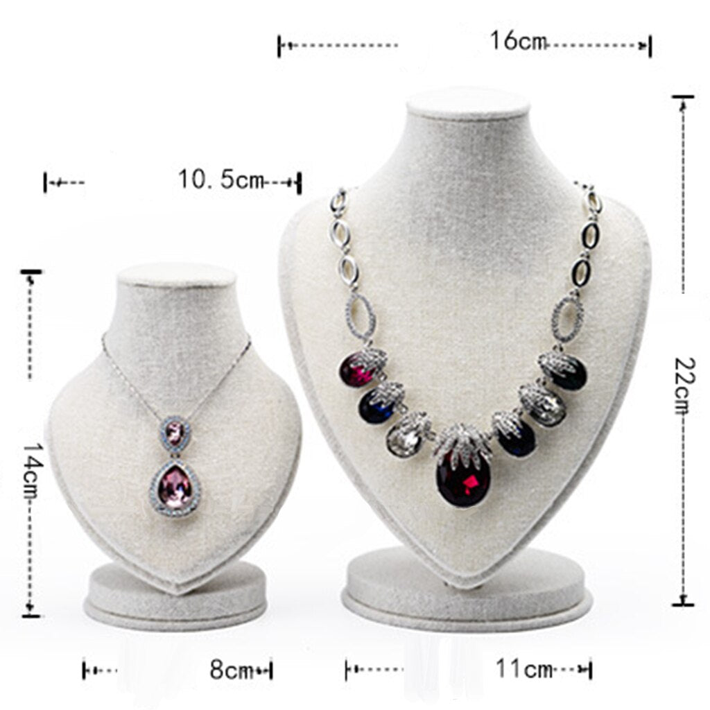 porte bijoux buste gris velours doux