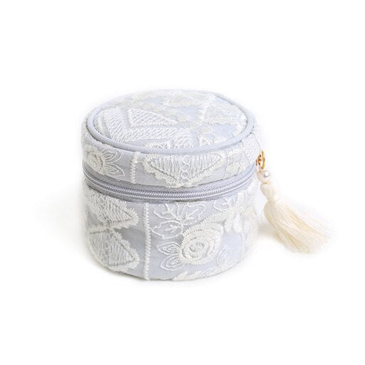 trousse a bijoux broderie bleu