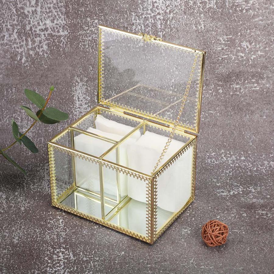 Boîte à Bijoux Dorée en Verre