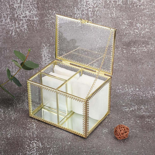 Boîte à Bijoux Dorée en Verre