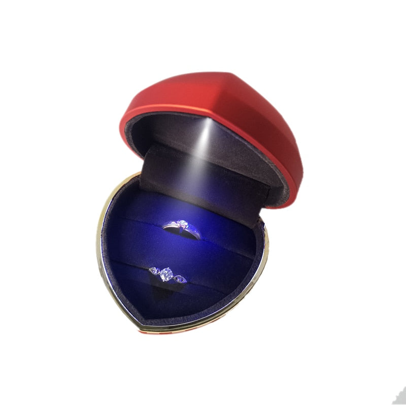 écrin à bijoux cœur led bague