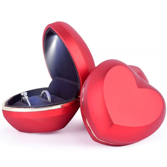 écrin à bijoux cœur led rouge