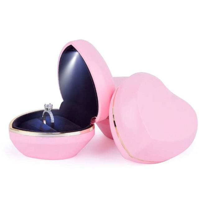 écrin à bijoux cœur led rose