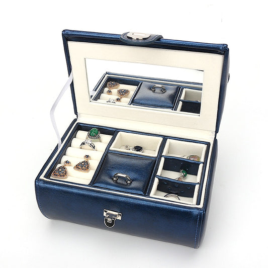 Boîte à Bijoux Bleu Marine cuir