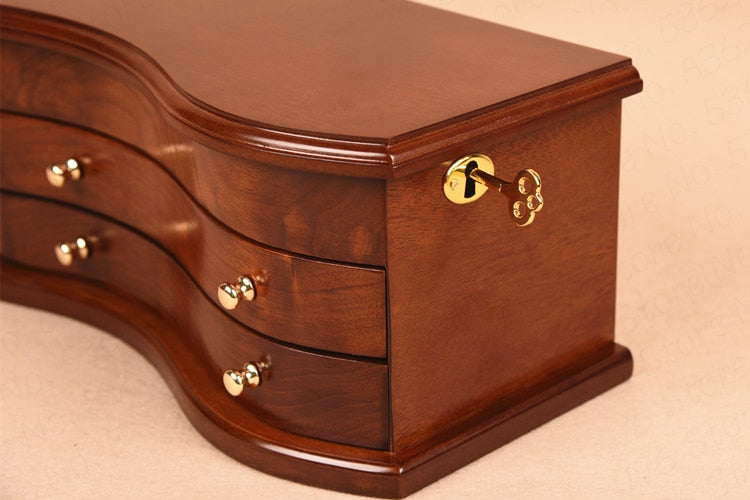Boîte à Bijoux en Bois Classique Serrure