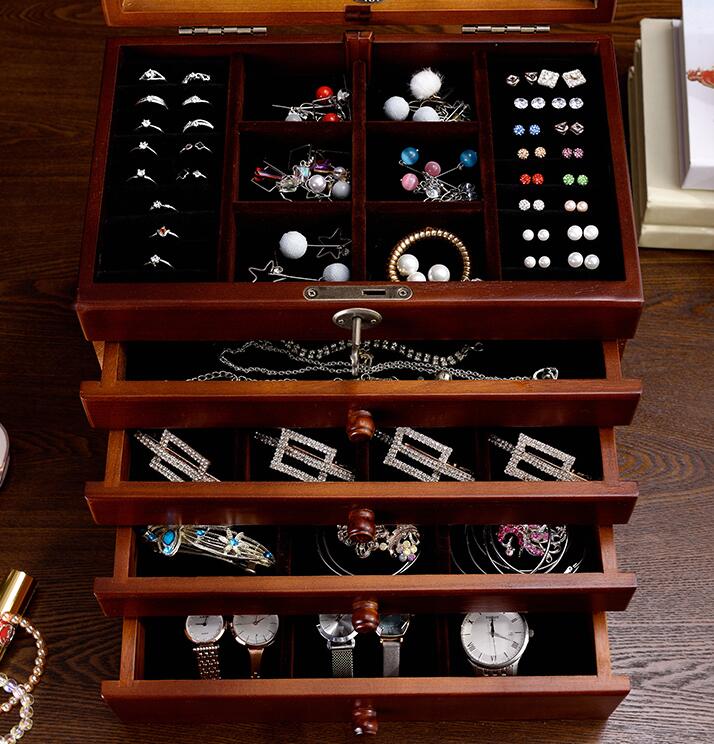 Boîte à Bijoux Bois Design Classique Serrure