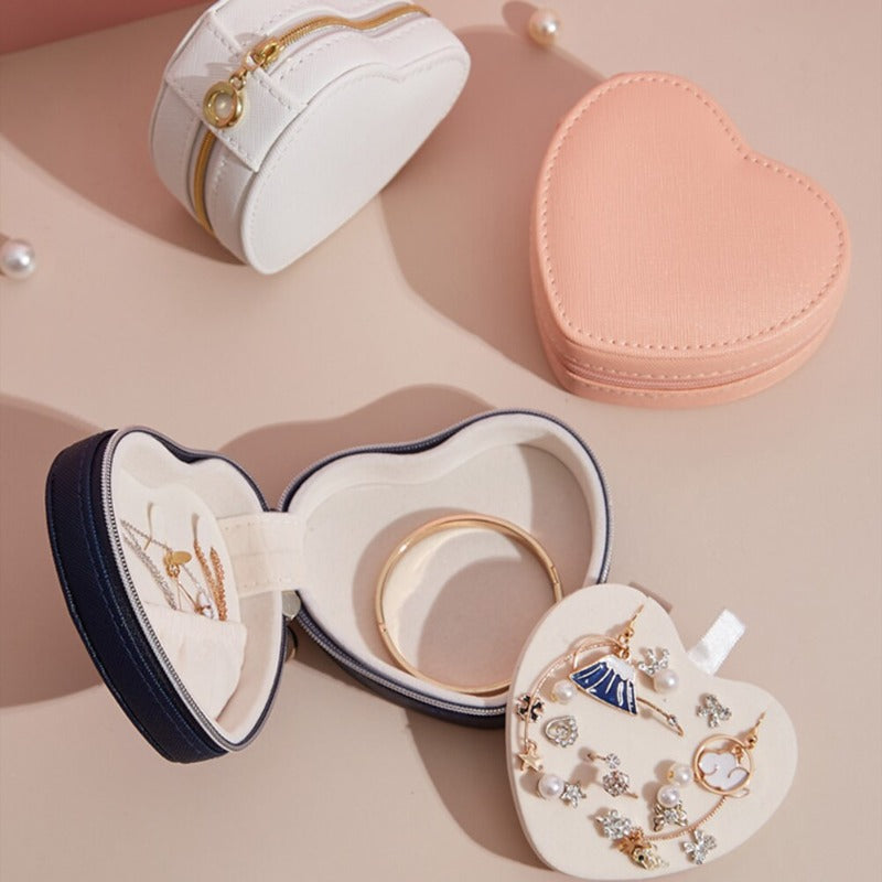 Boîte à Bijoux en Cœur cuir